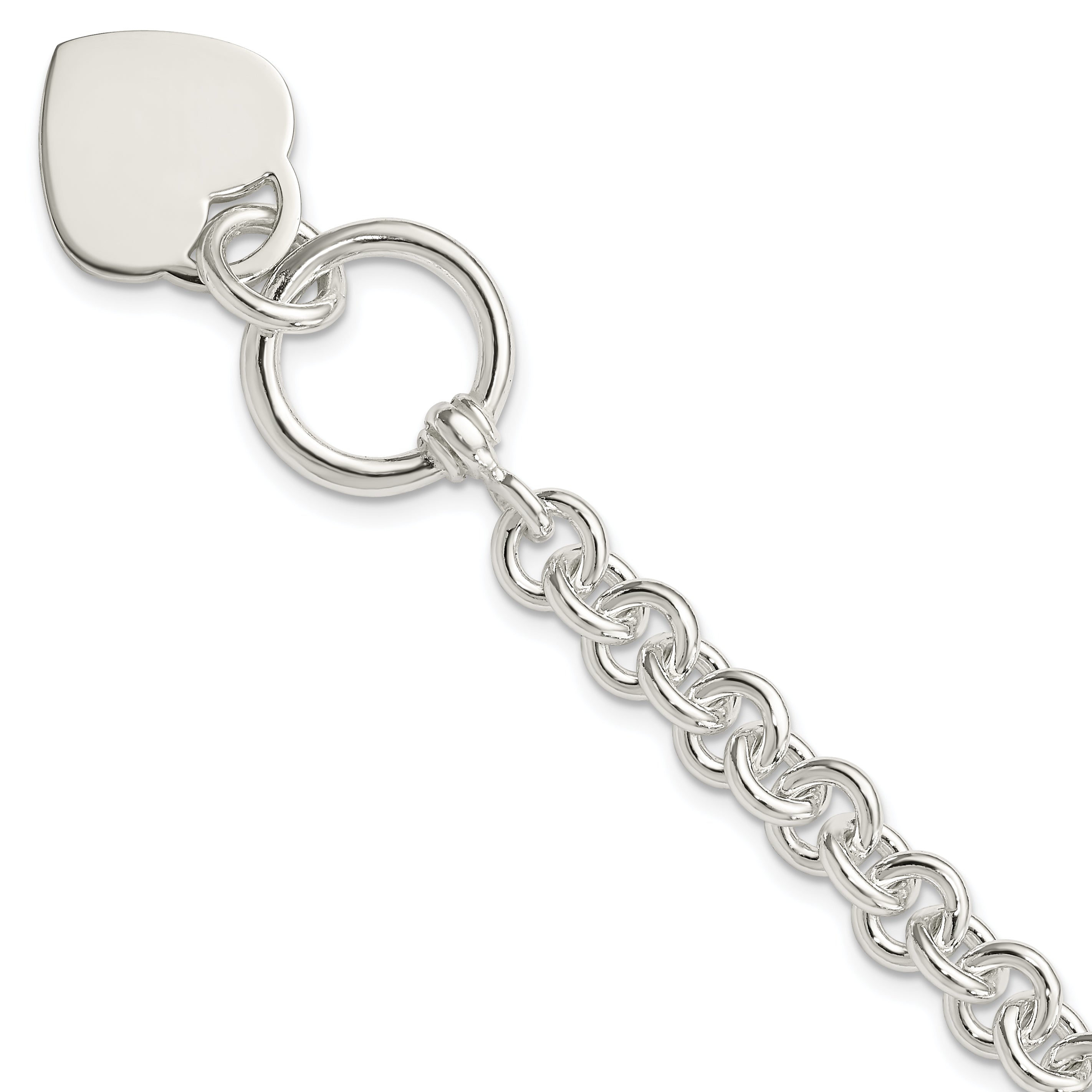 Sterling Silver Heart Toggle Bracelet 7.25