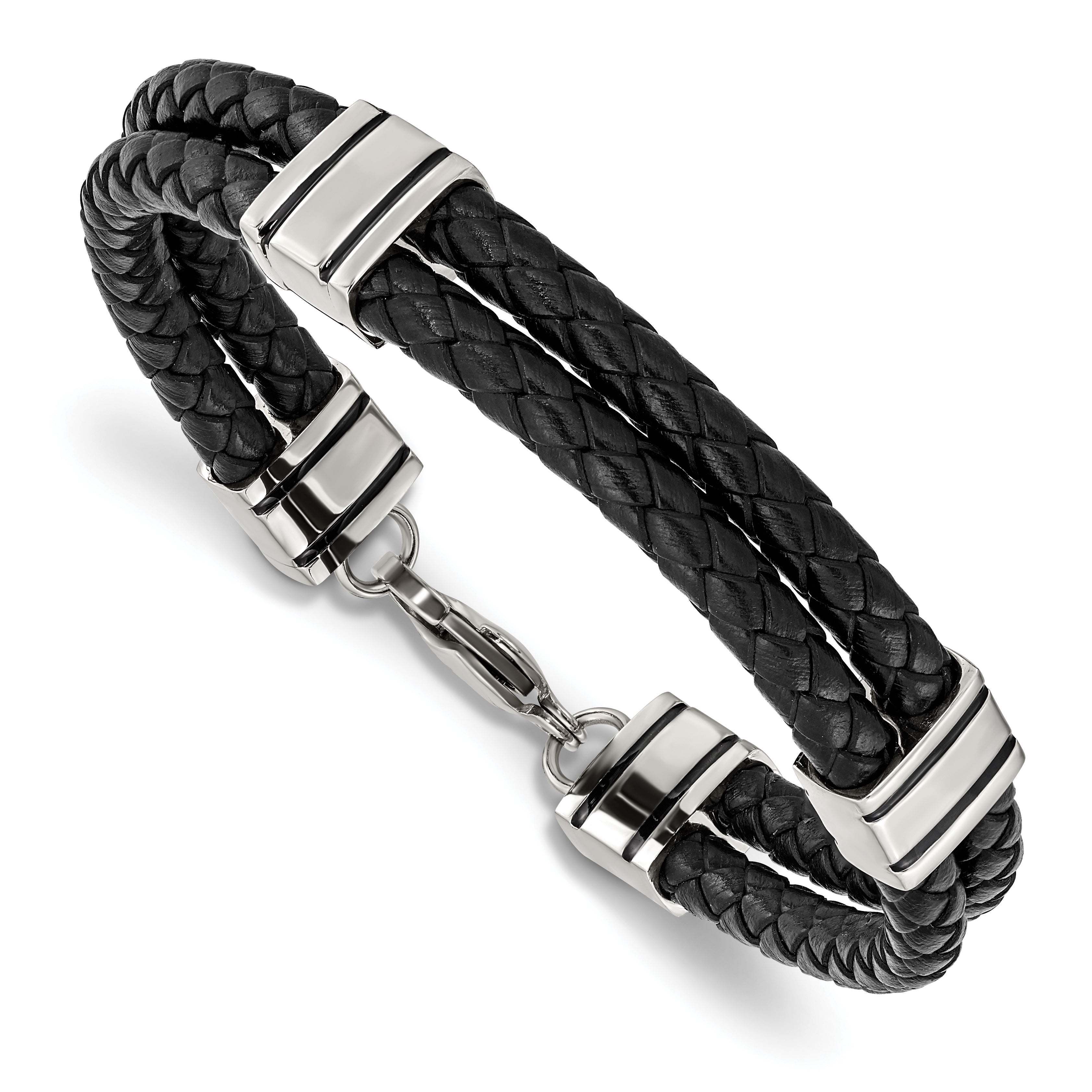 Chisel Stainless Steel Polished Braided 2 Strand Black Braided