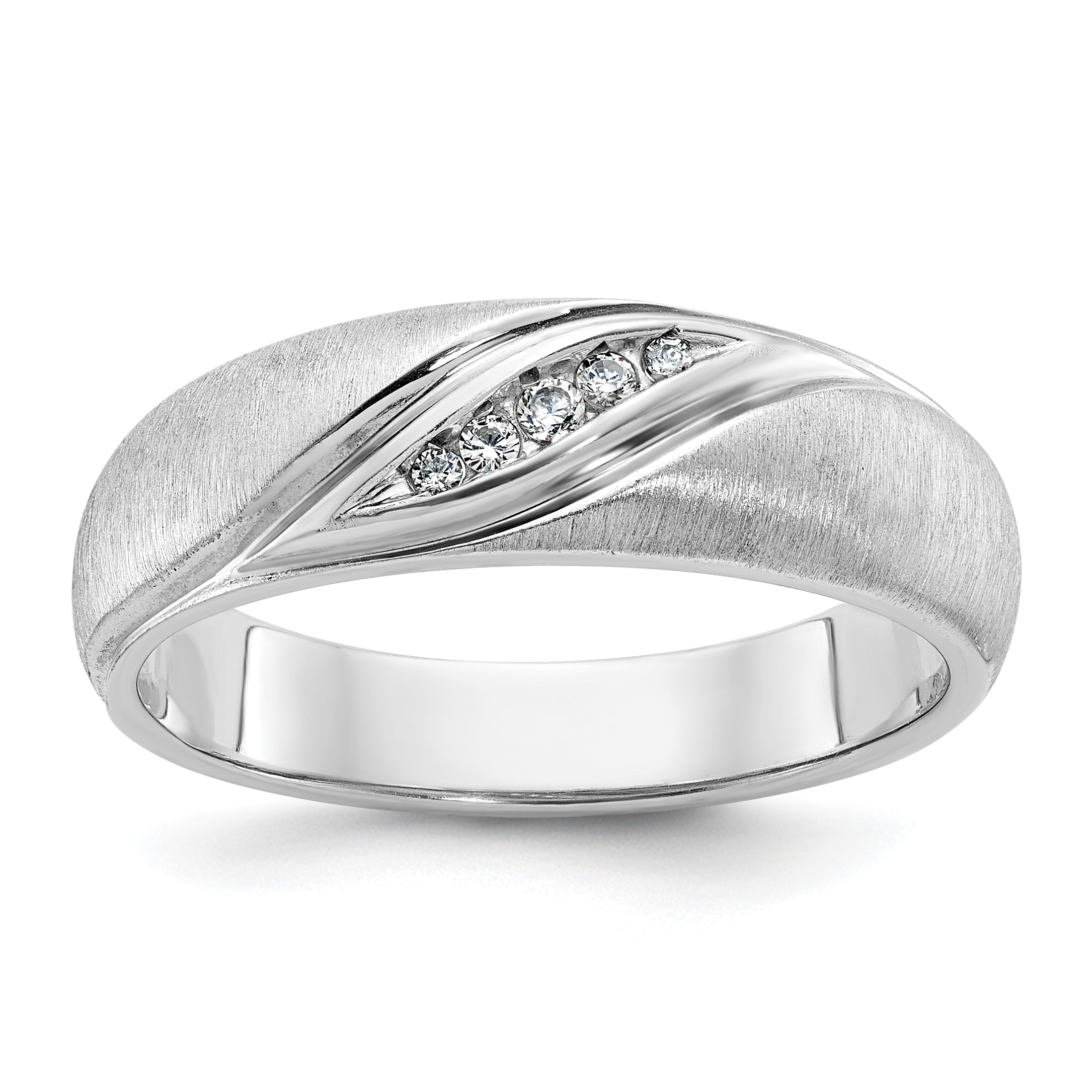 14k White Gold Men's Polished and Satin Ring Mounting - Sophia Jewelers