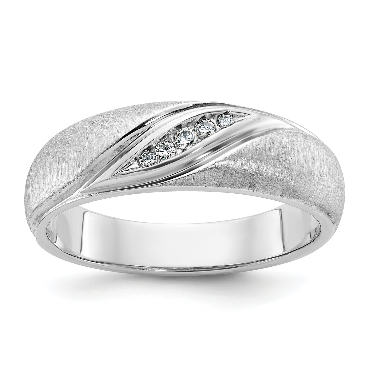 14k White Gold Men's Polished and Satin Ring Mounting - Sophia Jewelers