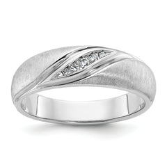 14k White Gold Men's Polished and Satin Ring Mounting - Sophia Jewelers