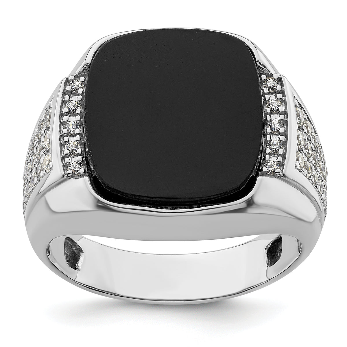 14k White Gold Men's Onyx Complete Lab Grown VS/SI FGH Dia Ring - Sophia Jewelers