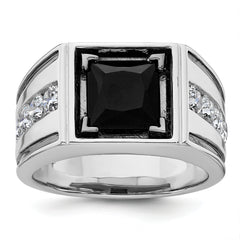 14k White Gold Men's Onyx Complete Lab Grown VS/SI FGH Dia Ring - Sophia Jewelers