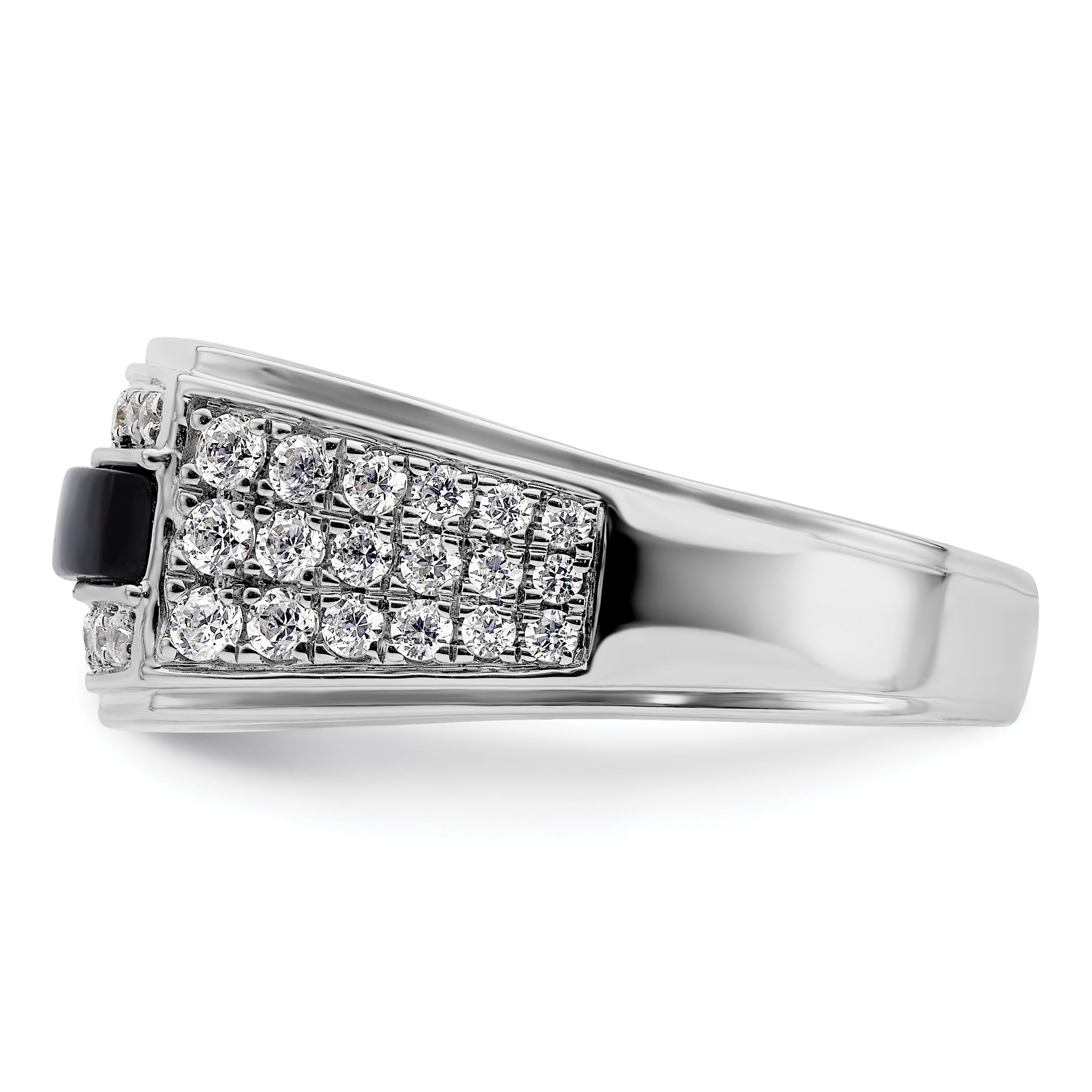 14k White Gold Men's Onyx Complete Lab Grown VS/SI FGH Dia Ring - Sophia Jewelers