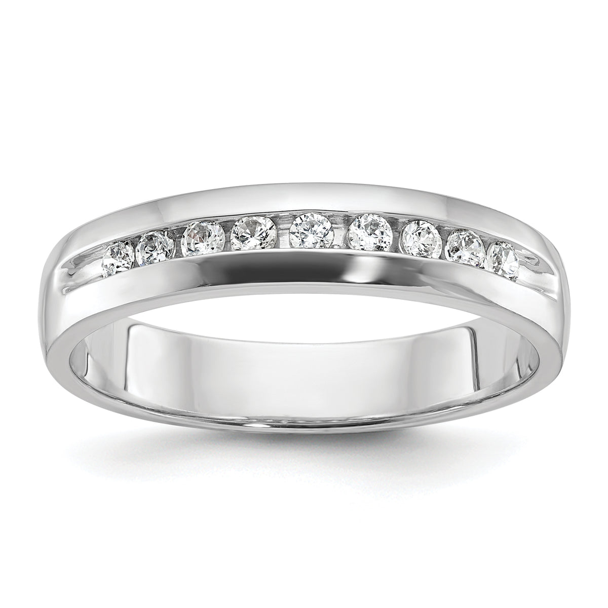 14k White Gold Men's Polished 9-Stone Ring Mounting - Sophia Jewelers