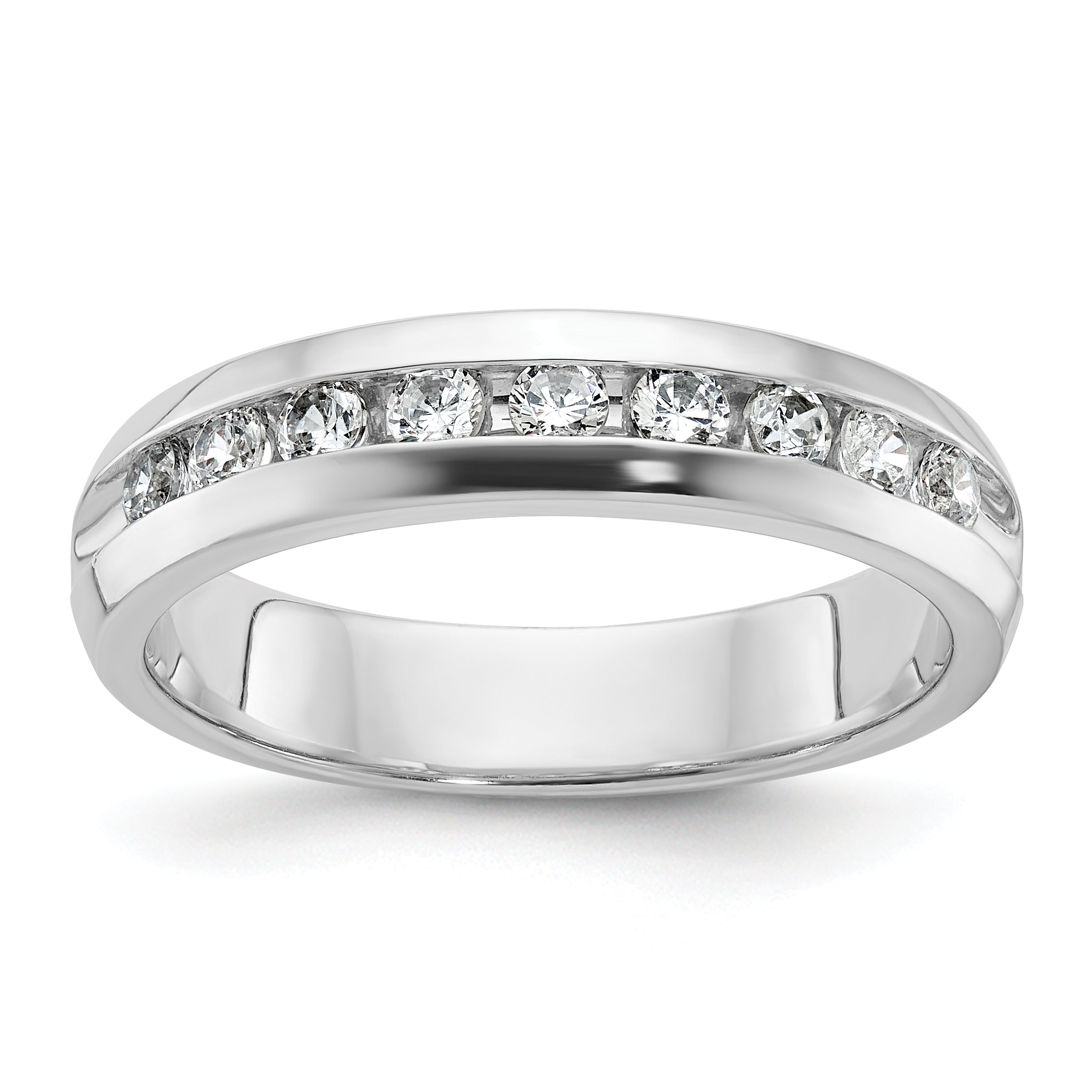 14k White Gold Men's Polished 9-Stone Ring Mounting - Sophia Jewelers