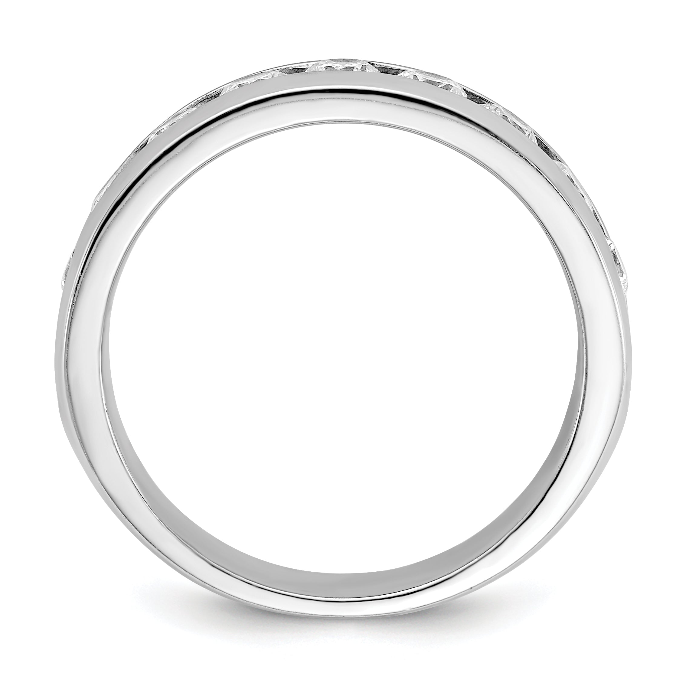 14k White Gold Men's Polished 9-Stone Ring Mounting - Sophia Jewelers