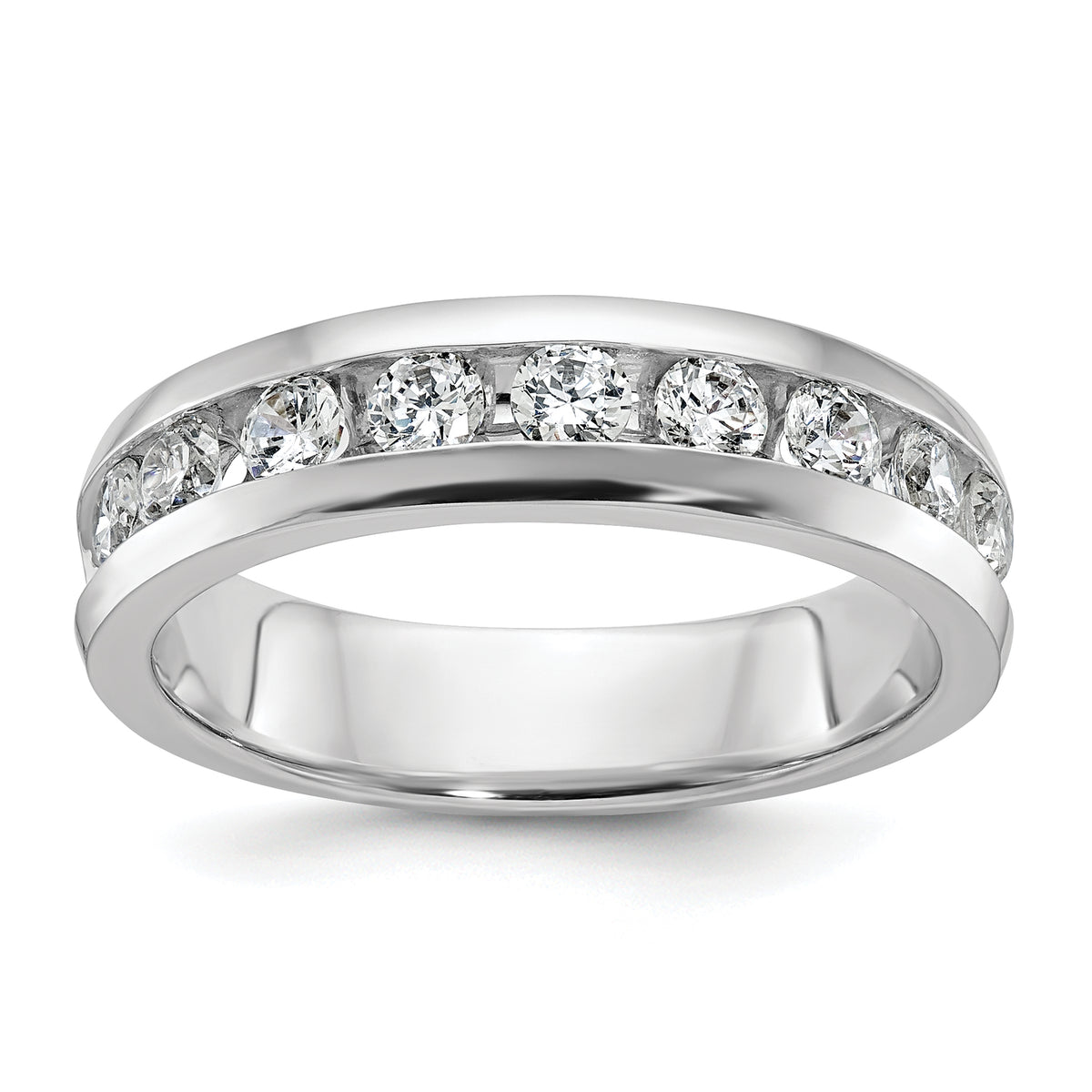 14k White Gold Men's Polished 9-Stone Ring Mounting - Sophia Jewelers