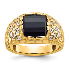 14k Men's Onyx and Lab Grown VS/SI FGH Dia Complete Nugget Ring - Sophia Jewelers