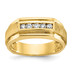 14k Men's Polished and Satin 5-Stone Ring Mounting - Sophia Jewelers