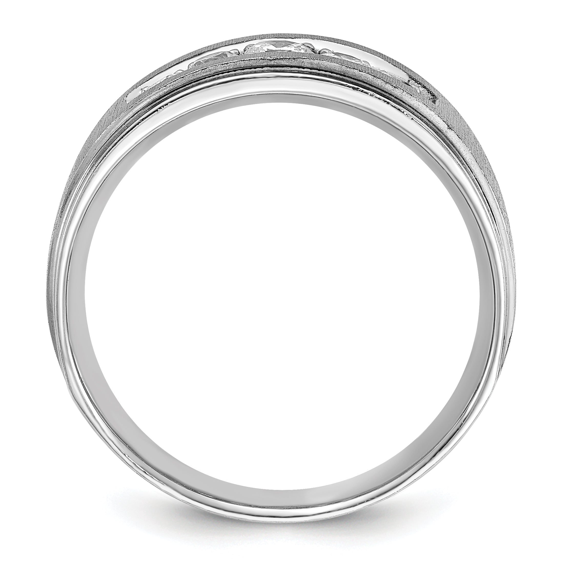 14k White Gold Men's Polished and Brushed 5-Stone Ring Mounting - Sophia Jewelers