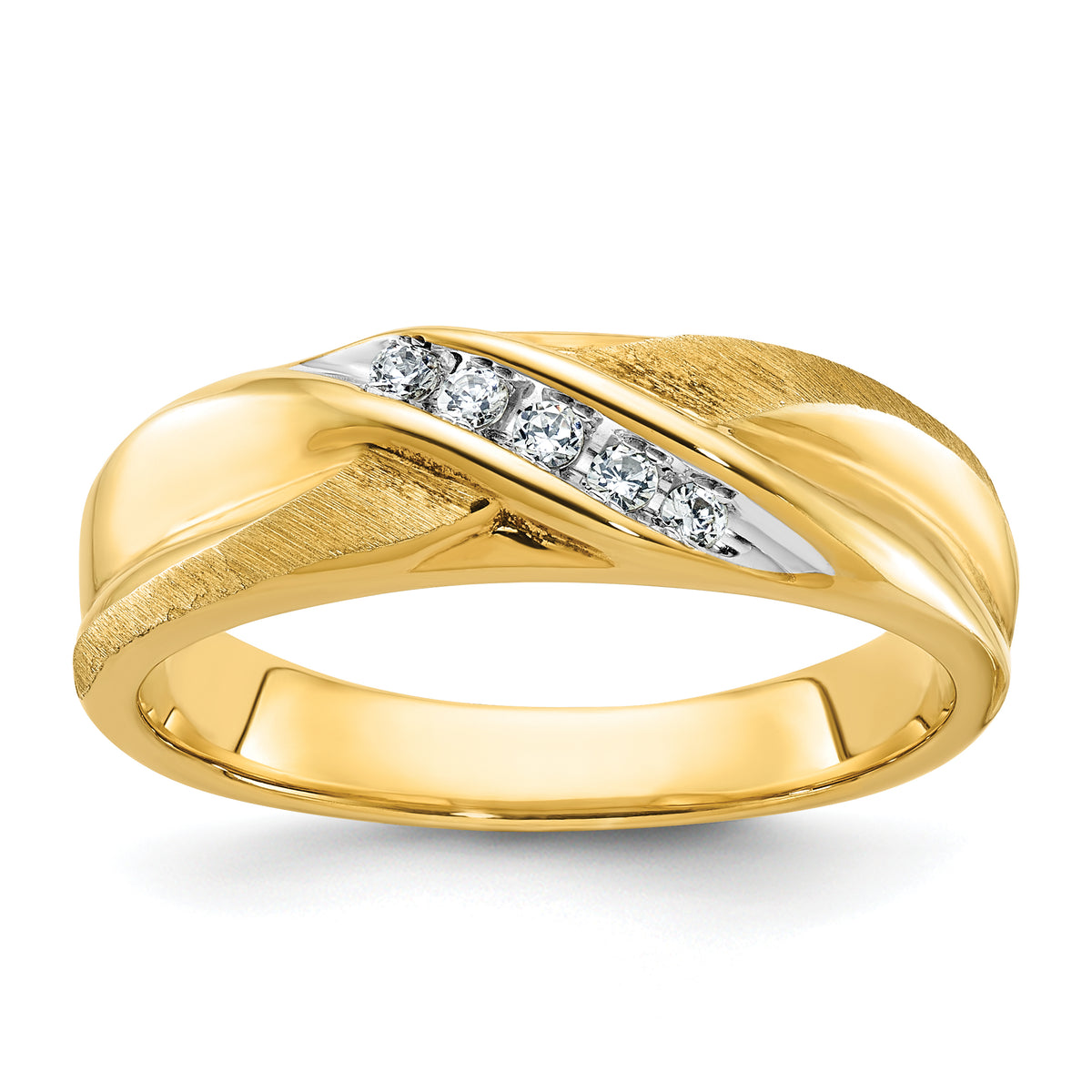 14k Men's Polished and Satin Ring Mounting - Sophia Jewelers