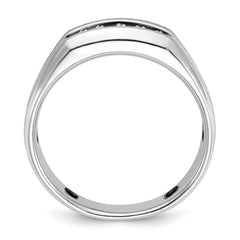 14k White Gold Men's Polished Satin and Grooved 5-Stone Ring Mounting - Sophia Jewelers