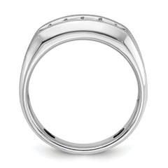 14k White Gold Men's Polished and Brushed 5-Stone Ring Mounting - Sophia Jewelers