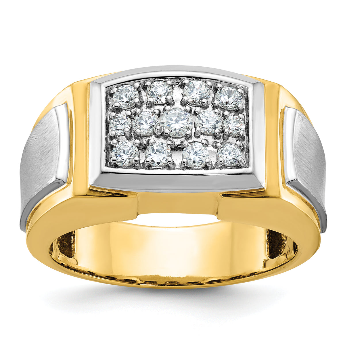 14k with White Rhodium Men's Polished and Satin 1/2 Carat Lab Grown Diamond Cluster Ring - Sophia Jewelers