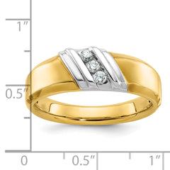 14k Two-tone Men's Polished 3-Stone Ring Mounting - Sophia Jewelers