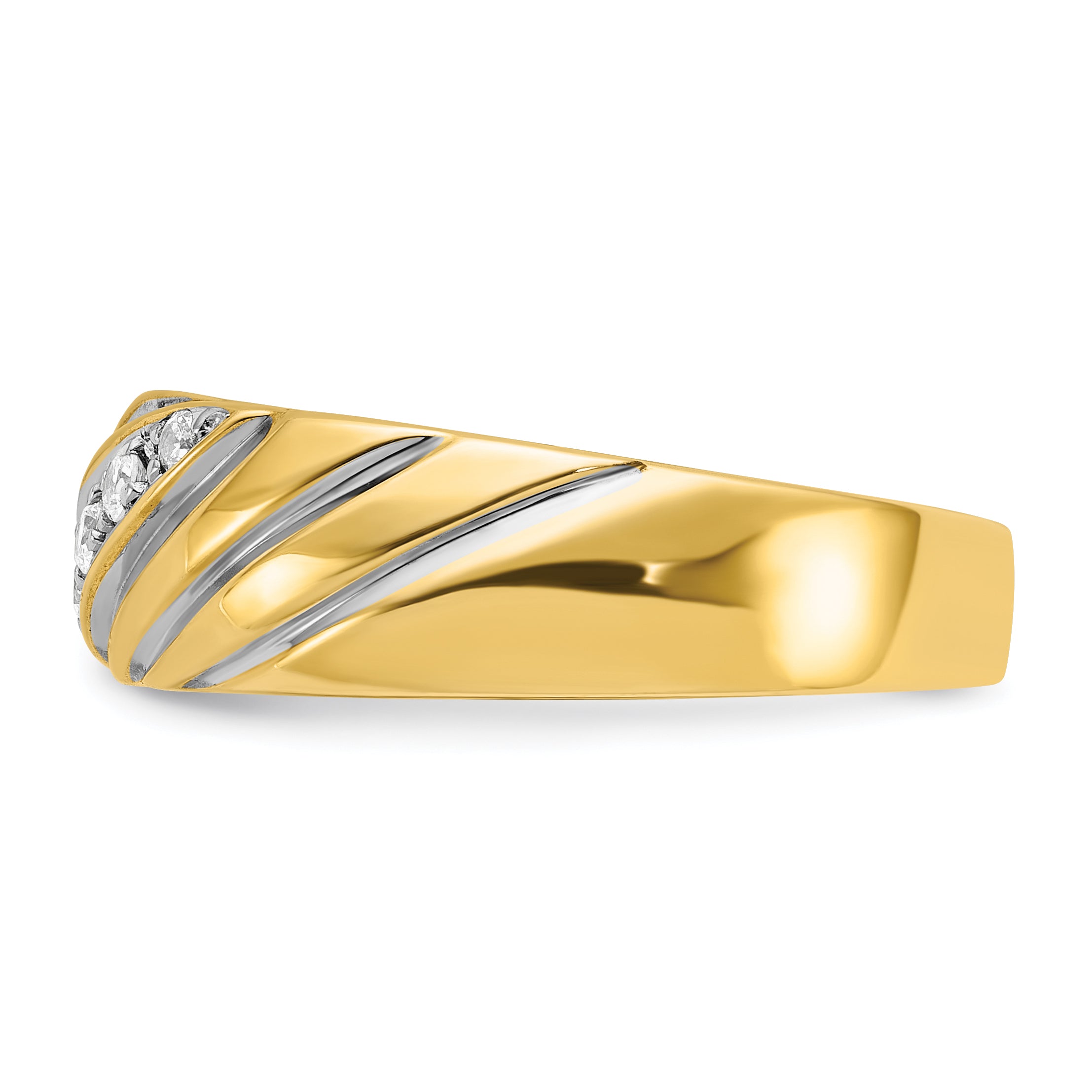 14k Men's Polished and Grooved Ring Mounting - Sophia Jewelers