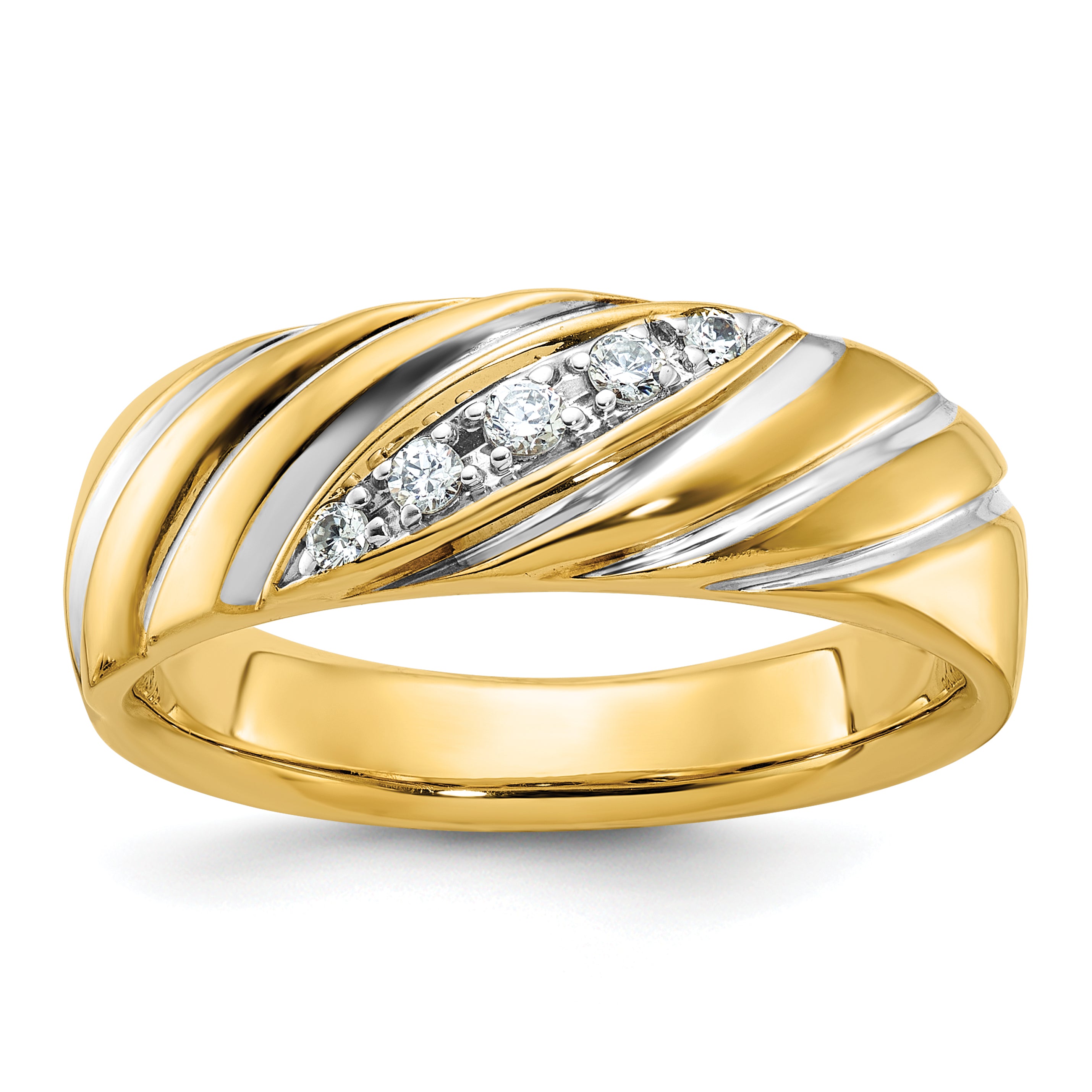 14k Men's Polished and Grooved Ring Mounting - Sophia Jewelers