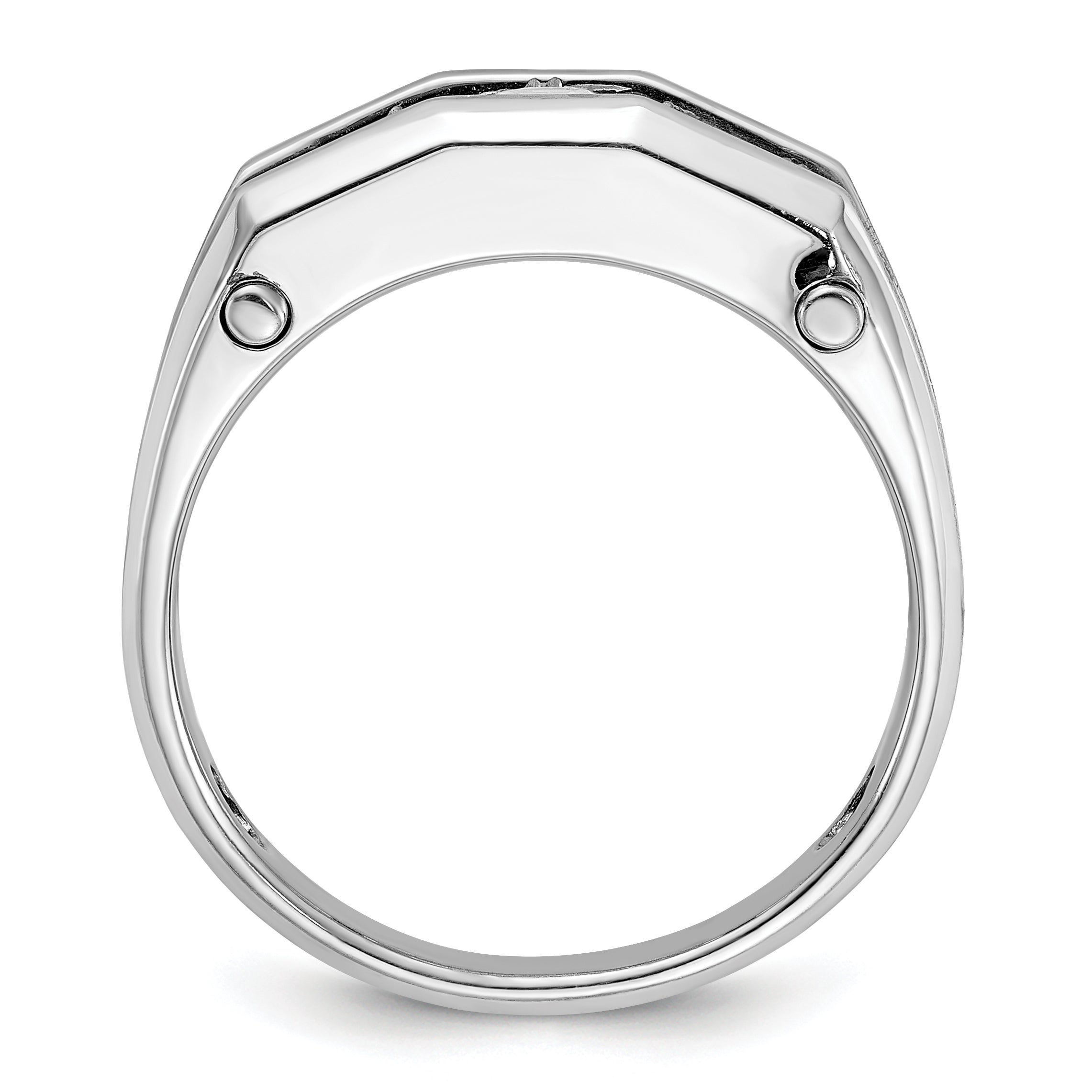 14k White Gold Men's Polished and Satin 5-Stone Ring Mounting - Sophia Jewelers