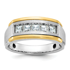 14k Two-tone Men's Polished and Satin Lab Grown VS/SI FGH Dia Com - Sophia Jewelers