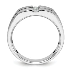 14k White Gold Men's Satin and Grooved 3-Stone Ring Mounting - Sophia Jewelers