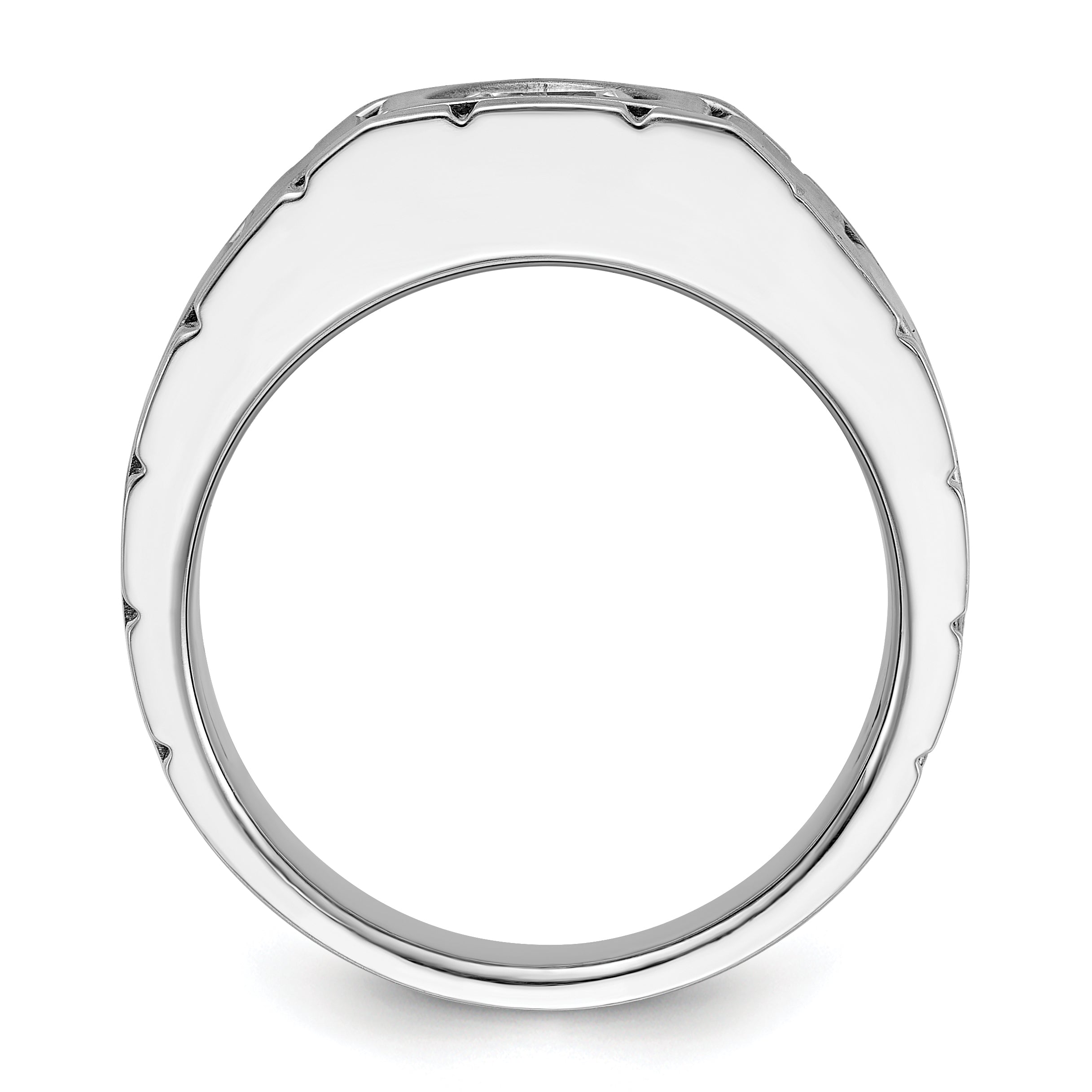 14k White Gold Men's Polished and Satin Ring Mounting - Sophia Jewelers