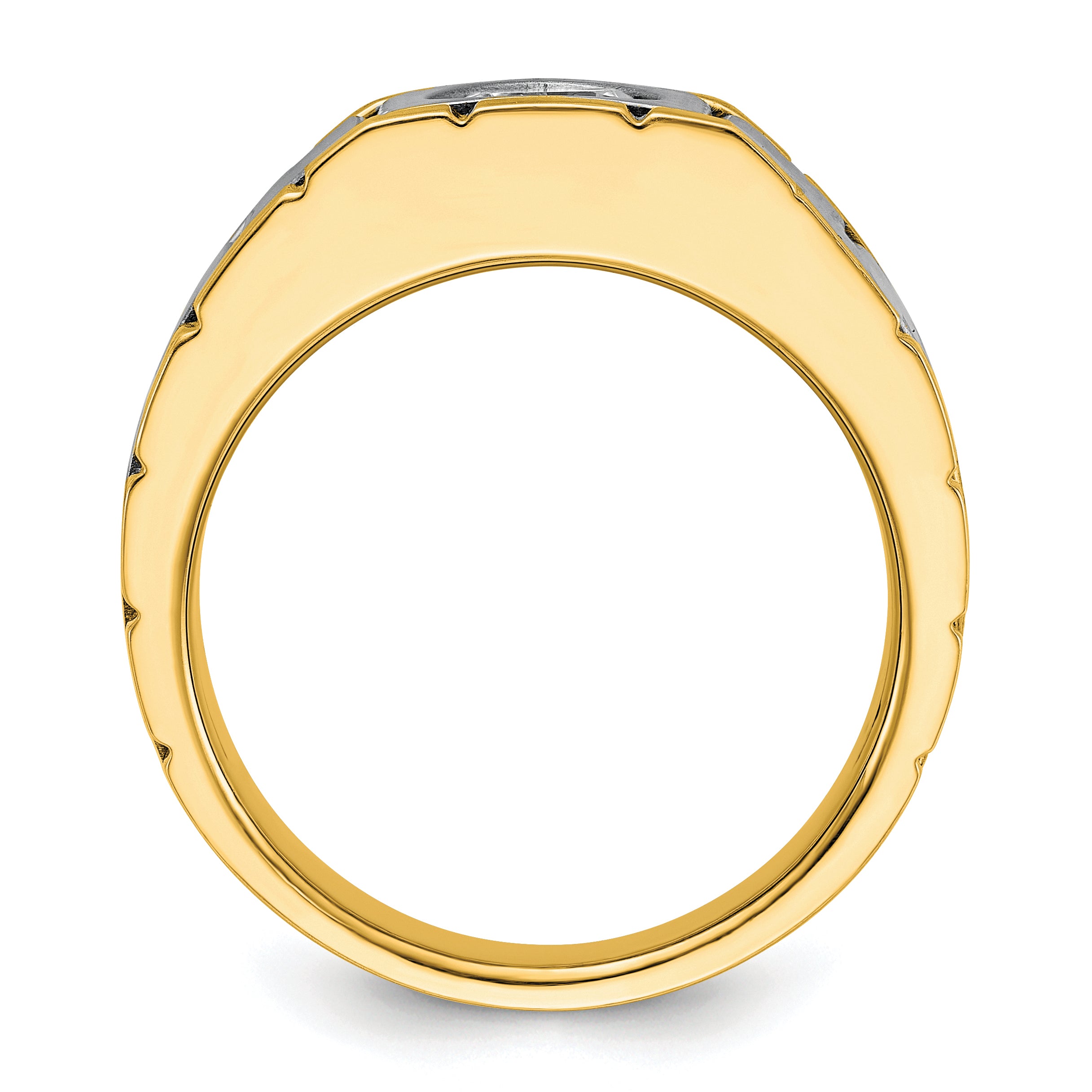 14k Two-tone Men's Polished and Satin Ring Mounting - Sophia Jewelers