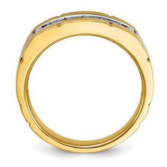 14k Two-tone Men's Polished and Satin 5-Stone Ring Mounting - Sophia Jewelers