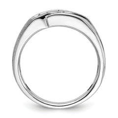 14k White Gold Men's Polished Satin and Grooved Ring Mounting - Sophia Jewelers