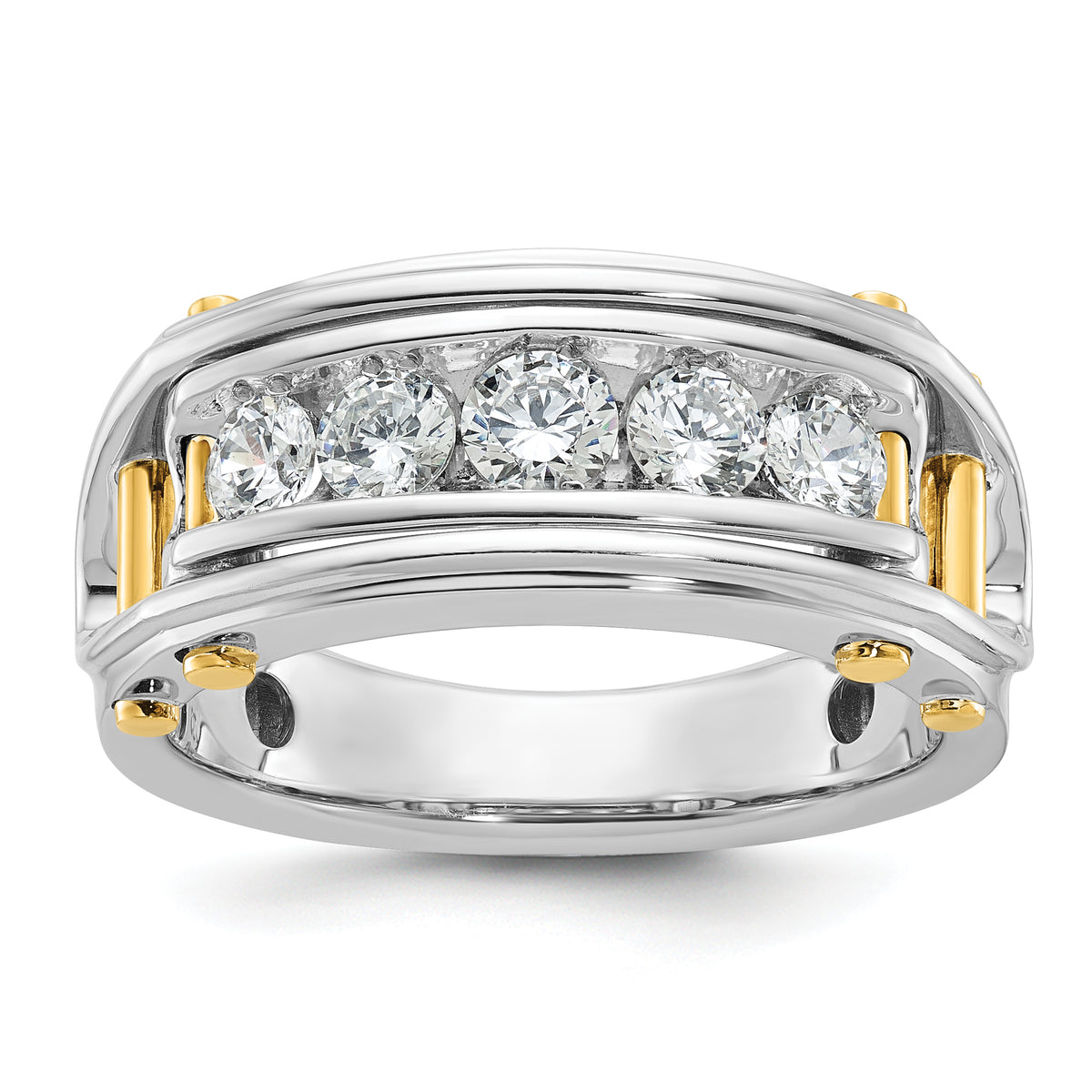 14k Two-tone Men's Lab Grown VS/SI FGH Dia Complete Ring - Sophia Jewelers