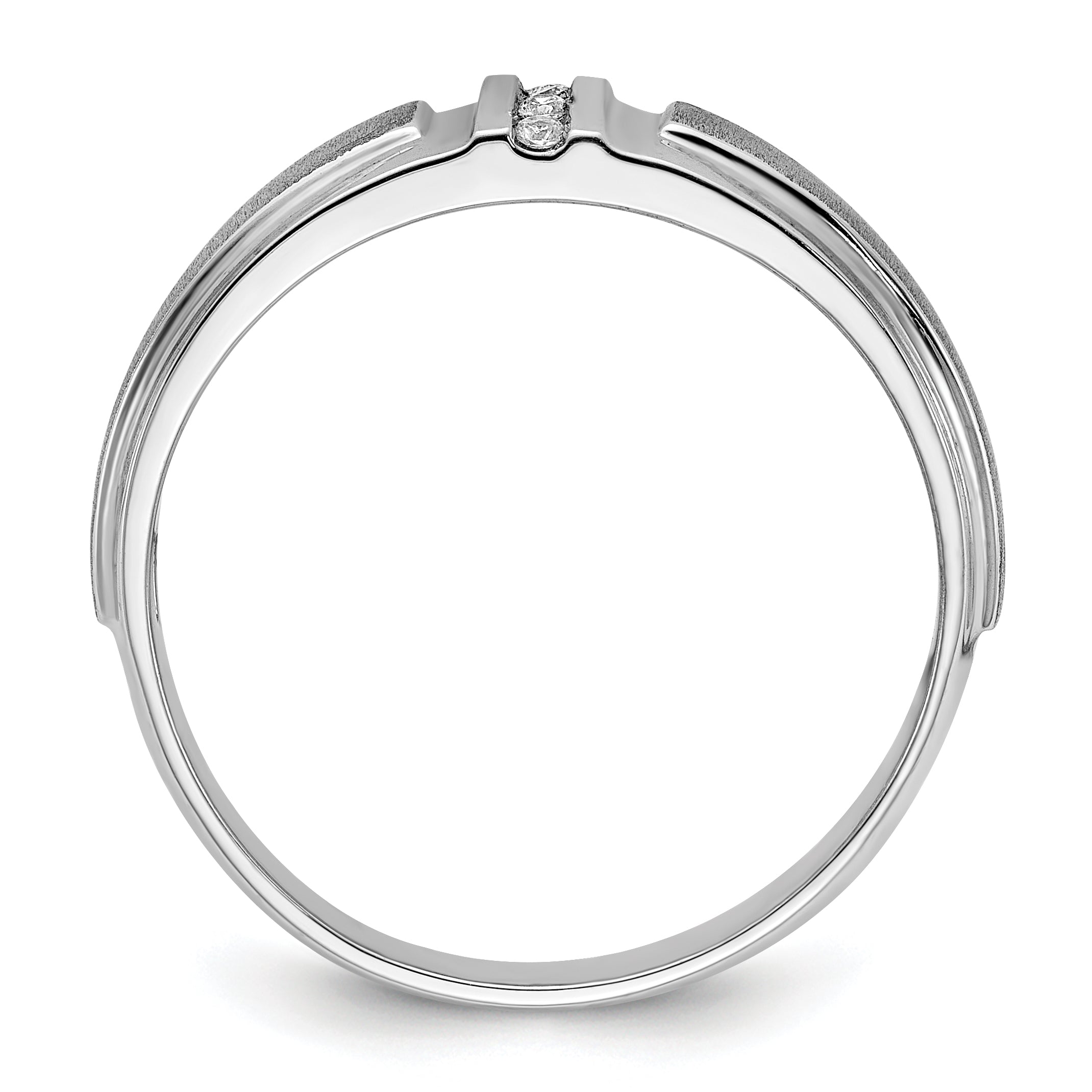 14k White Gold Men's Polished and Satin 3-Stone Ring Mounting - Sophia Jewelers