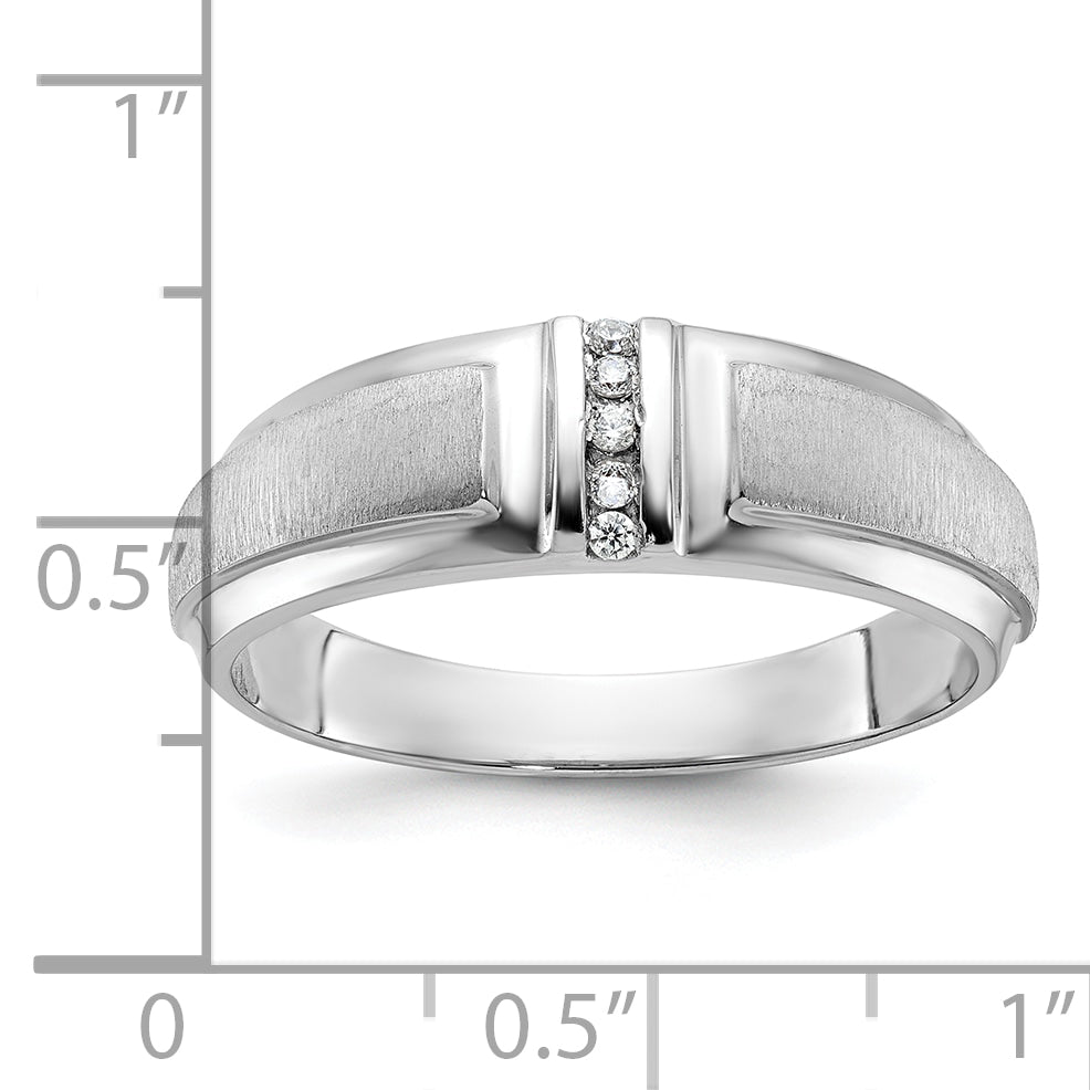 14k White Gold Men's Polished and Satin 3-Stone Ring Mounting - Sophia Jewelers