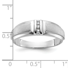 14k White Gold Men's Polished and Satin 3-Stone Ring Mounting - Sophia Jewelers