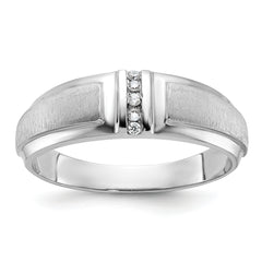 14k White Gold Men's Polished and Satin 3-Stone Ring Mounting - Sophia Jewelers