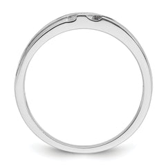 14k White Gold Men's Polished Satin and Grooved Ring Mounting - Sophia Jewelers