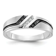 14k White Gold Men's Polished Satin and Grooved Ring Mounting - Sophia Jewelers