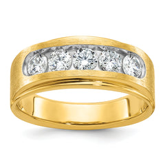 14k Men's Polished & Brushed 5-Stone Ring Mounting - Sophia Jewelers