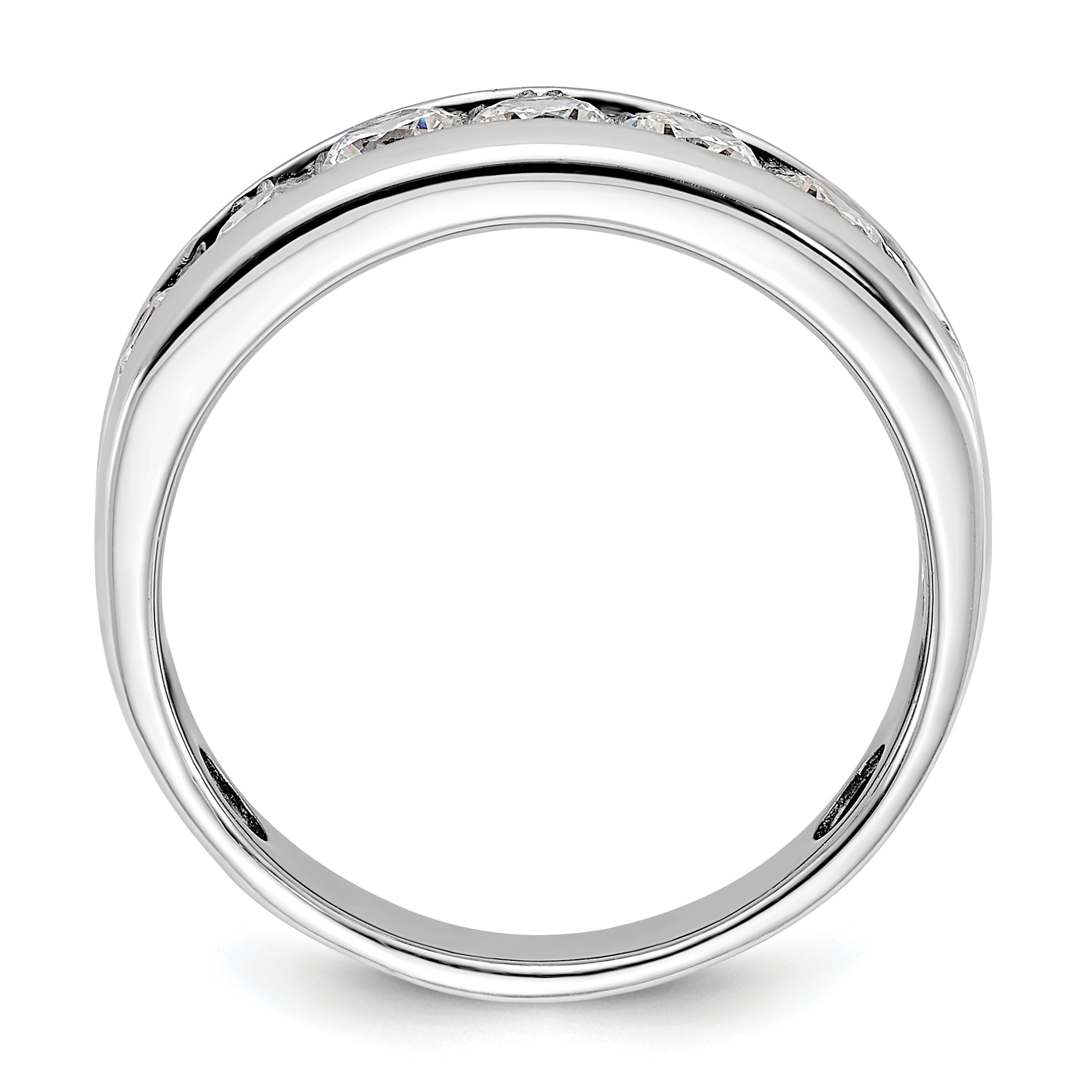 14k White Gold Men's Polished 7-Stone Ring Mounting - Sophia Jewelers