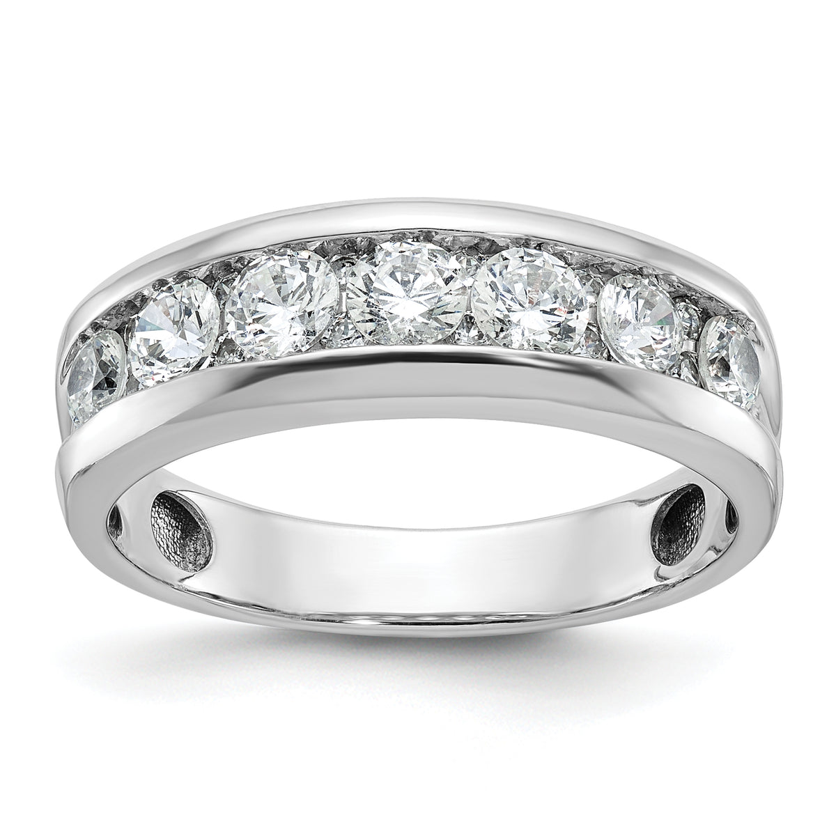 14k White Gold Men's Polished 7-Stone Ring Mounting - Sophia Jewelers