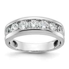 14k White Gold Men's Polished 7-Stone Ring Mounting - Sophia Jewelers