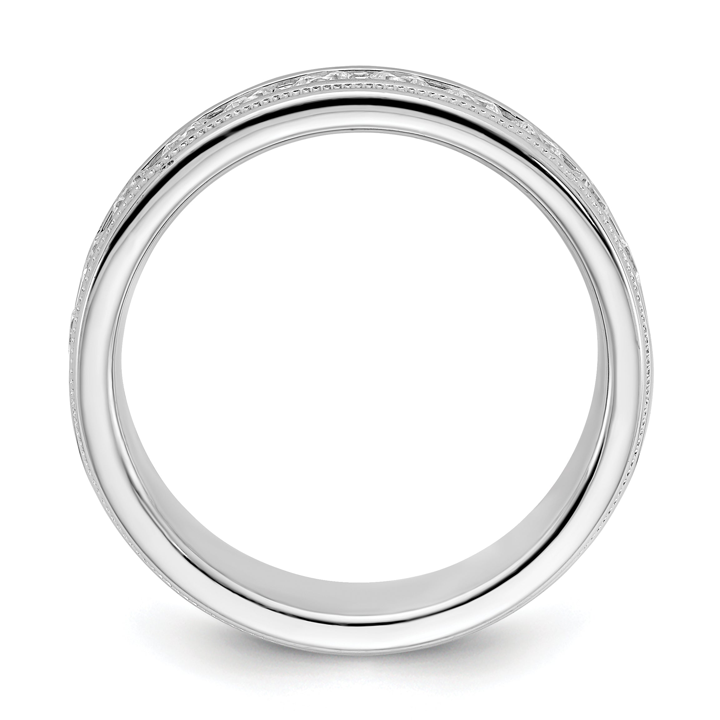 14k White Gold Men's Polished and Milgrain 11-Stone Ring Mounting - Sophia Jewelers