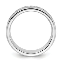 14k White Gold Men's Polished and Milgrain 11-Stone Ring Mounting - Sophia Jewelers