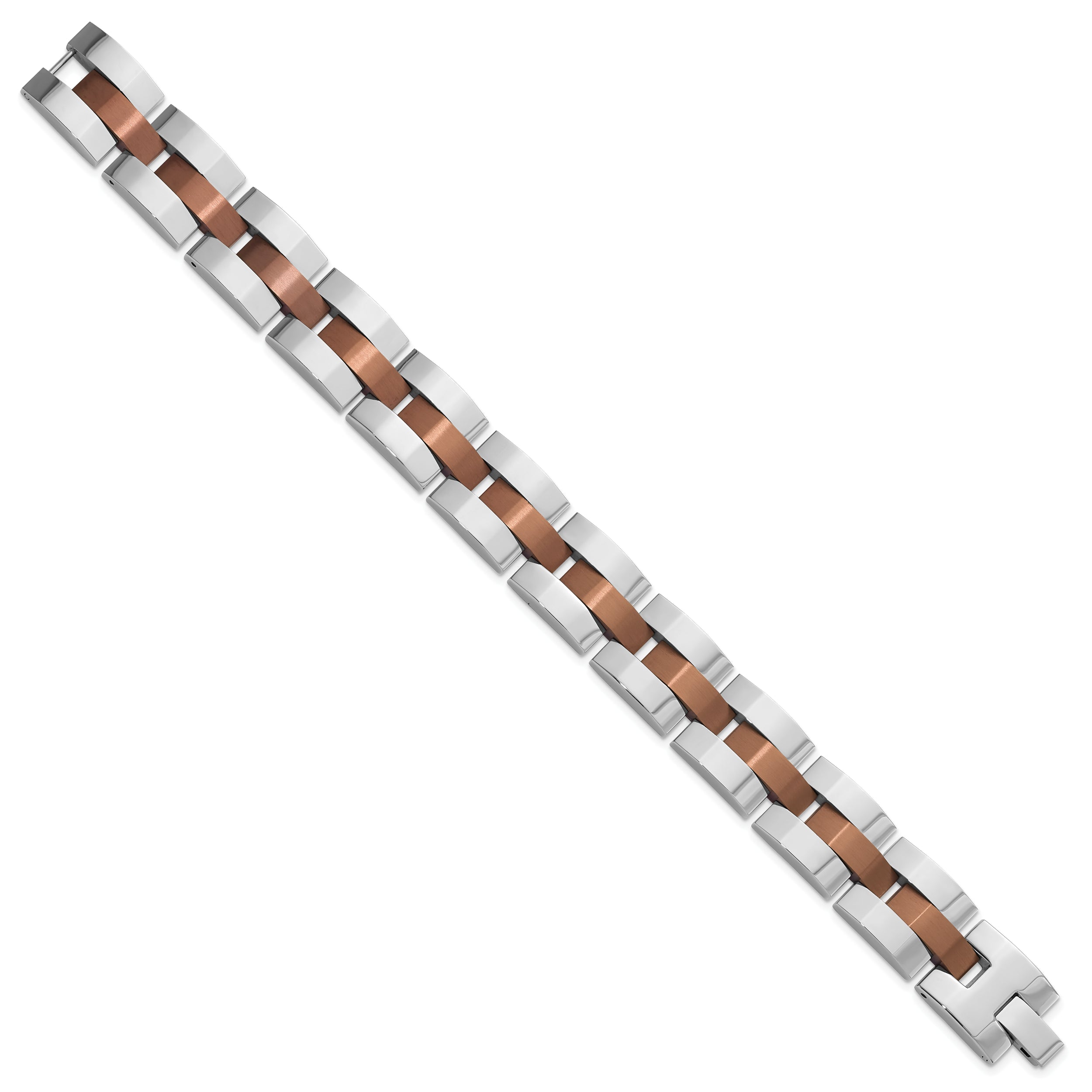 Stainless Steel Men's Brown PVD Link Bracelet with Satin Polished Finish