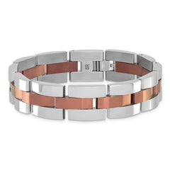 Stainless Steel Men's Brown PVD Link Bracelet with Satin Polished Finish