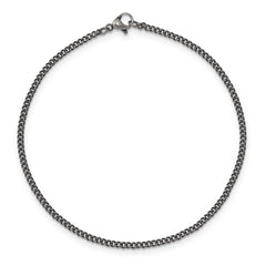 Stainless Steel Men's Antiqued Curb Chain Bracelet with Lobster Clasp 10in