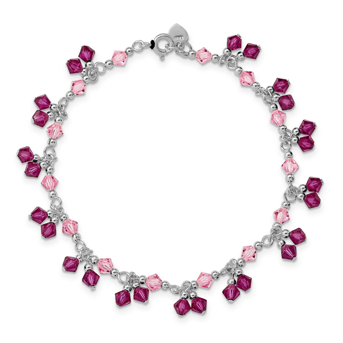 Sterling Silver 925 Pink Crystal Bracelet Elegant 7-Inch Design