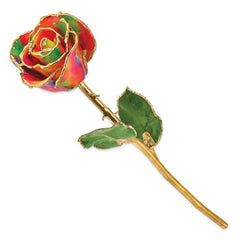 Lacquer Dipped Gold Trimmed Aurora Neon Rainbow Real Rose - Sophia Jewelers