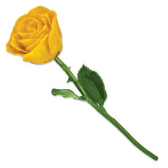 Yellow Lacquer Dipped Natural Rose with Green Leaves and Stem - Sophia Jewelers