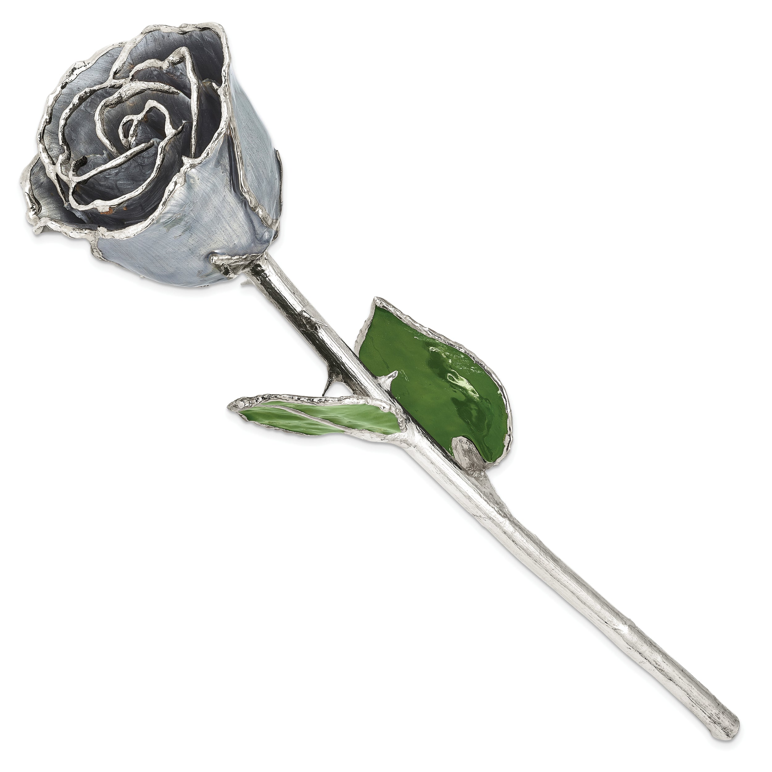 Silver Moonstone Lacquer Dipped Silver Trimmed Real Rose - Sophia Jewelers