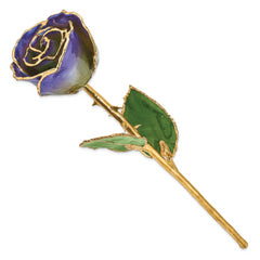 Lacquer Dipped Gold Trimmed Peridot/Blue Violet Pearl Real Rose - Sophia Jewelers